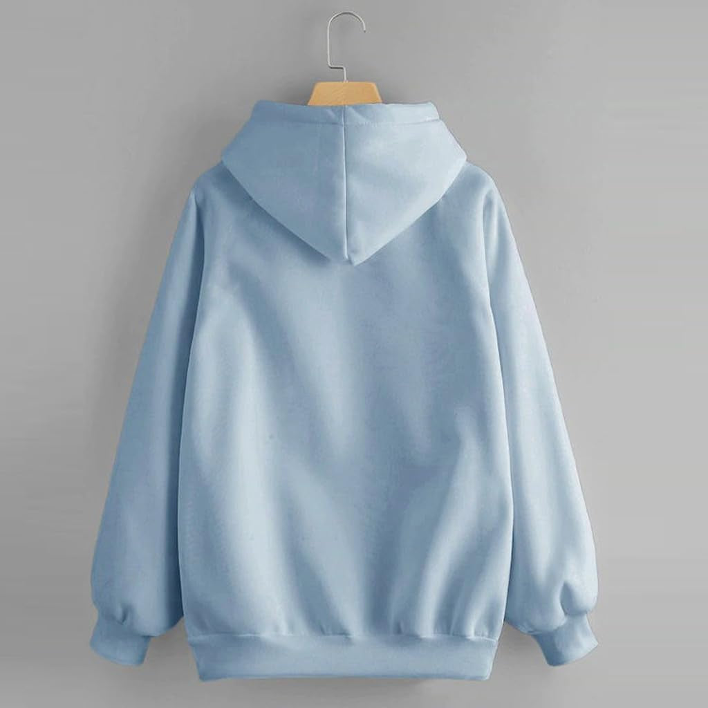 Women's Oversized Hoodies - Casual Loose Fit Long Sleeve Sweatshirts with Pockets, Plus Size Solid Color Drawstring Hooded Pullover Tops - UK Clearance