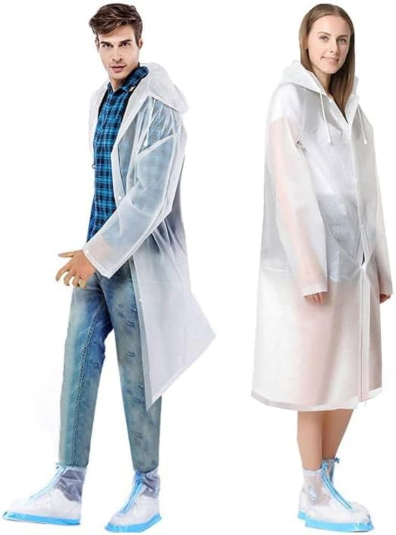 Raincoat Waterproof Adult Ladies Mens, Ideal for Festival, Camping, Hiking, Rain Coat with Hoods and Sleeves