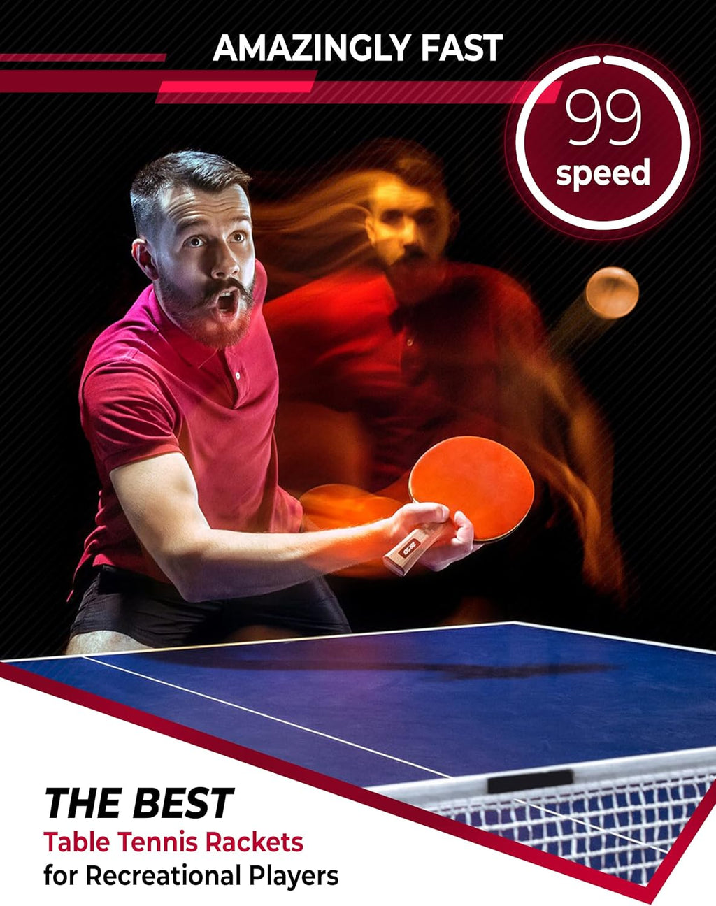 Ping Pong Paddle Professional Racket - Table Tennis Racket with Carrying Case - ITTF Approved Rubber for Tournament Play - Best Table Tennis Paddle