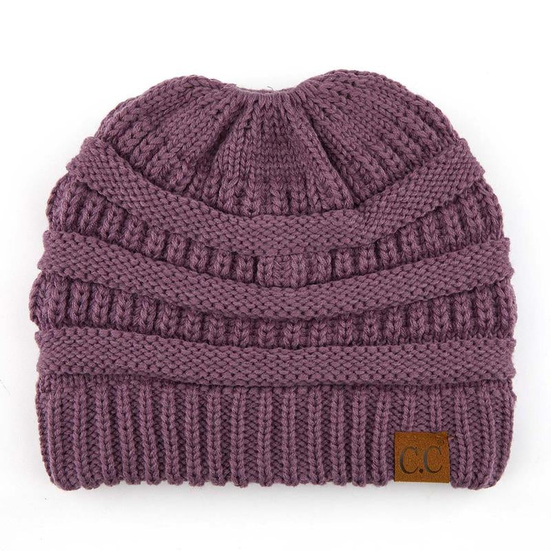 C.C Women’S Ponytail Beanie Tail Hat – Chic & Cozy Knit Winter Hat with High Ponytail Opening, Fashionable Warm Headwear for Fall & Winter