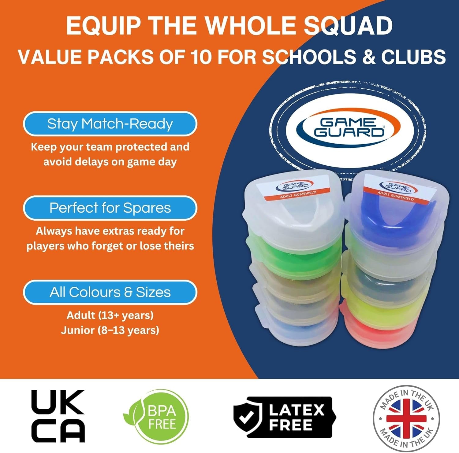 Boil & Bite Mouth Guard/Gum Shield – Mouldable Mouthguard/Gumshields - CE Approved, School Sports, Rugby, Hockey, Boxing, GAA, Martial Arts