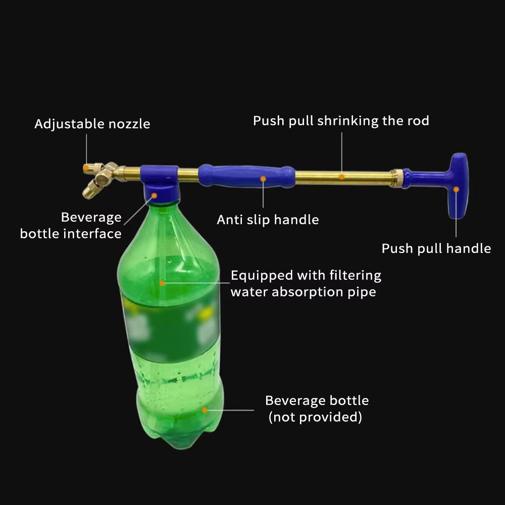 Handheld Bottle Sprayer Garden Manual Sprayer Push-Pull Water Sprayer Bottle with Adjustable Copper Nozzle for Beverage Bottles