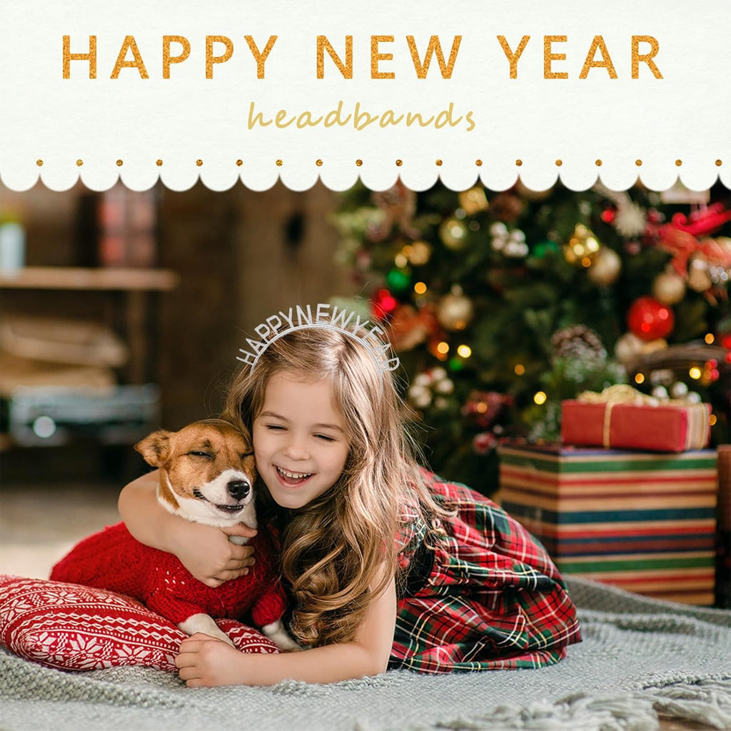 2Pcs Happy New Year Headband New Year Eve Headband Celebration Hairhoop Party Supplies Hair Accessories for Festival Holiday Party