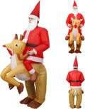 Adult Christmas Inflatable Santa Claus Costume with Reindeer Ride-On Suit for Holiday Events and Parties
