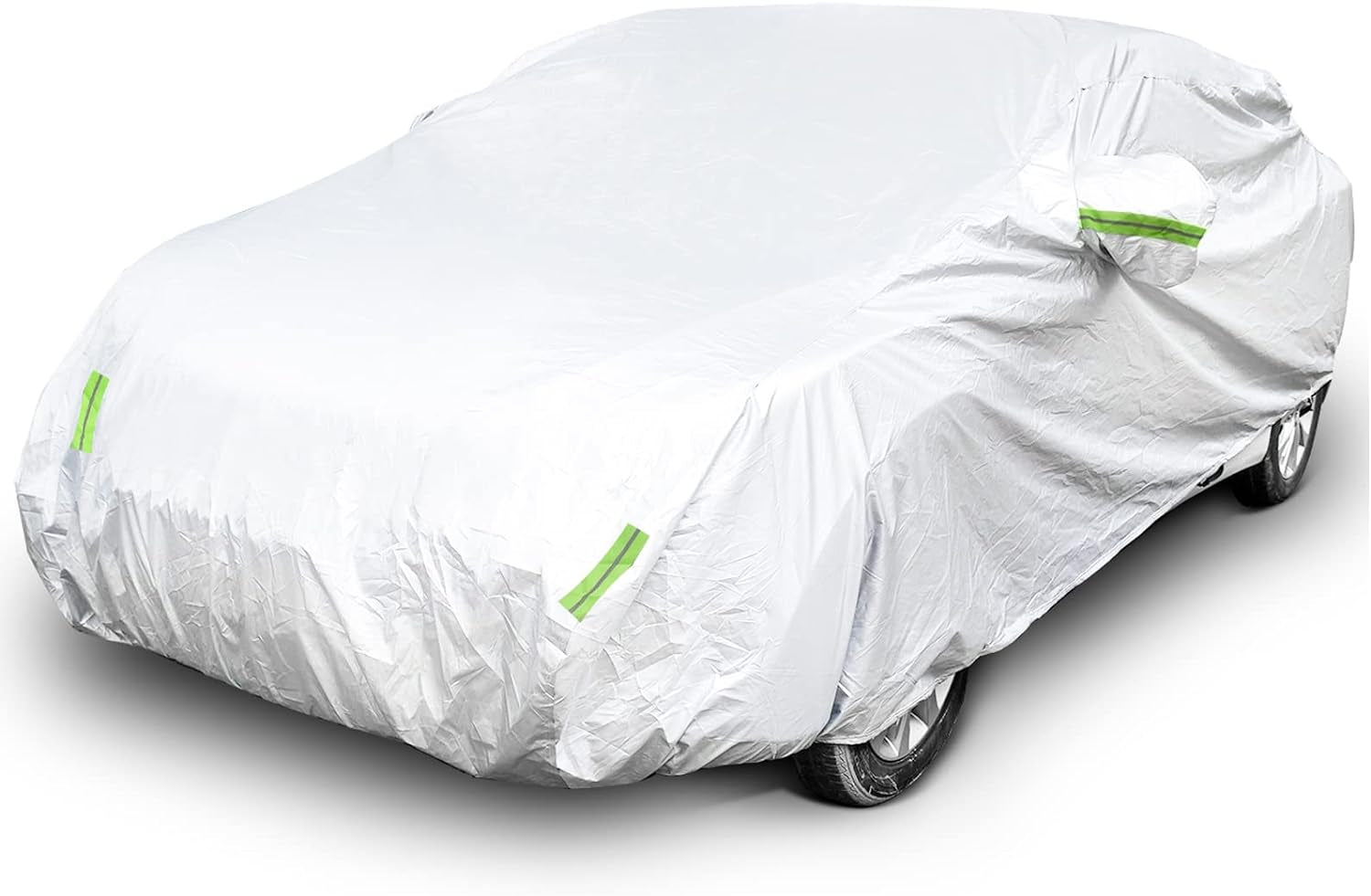 Universal Car Cover 190T Full Waterproof Breathable Scratch Rain Snow Heat Resistant with Mirror Pocket & Reflective Strips (For Sedan 137 to 157 Inch)