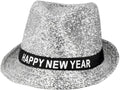 - Hut Happy New Year Mit Glitzer, Funkelnder Fedora Für Silvester, Hutband Mit Schrift, Neujahr