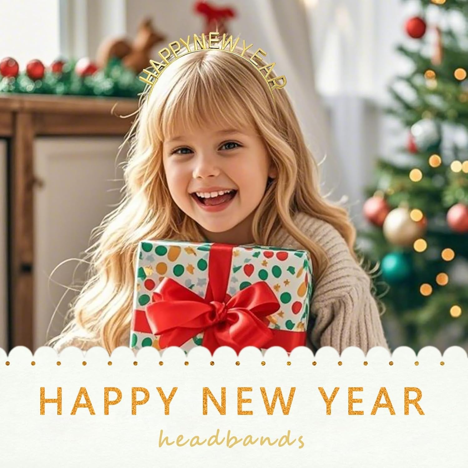 2Pcs Happy New Year Headband New Year Eve Headband Celebration Hairhoop Party Supplies Hair Accessories for Festival Holiday Party