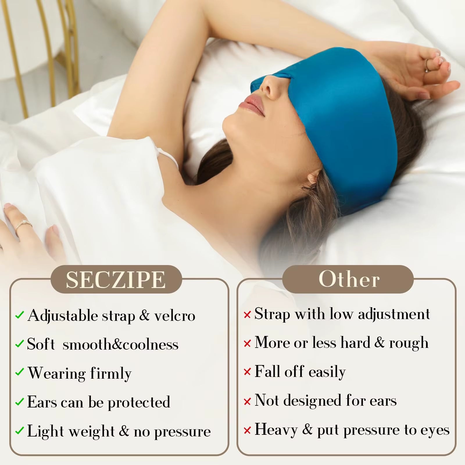 Mulberry Silk Sleep Mask - Premium Light Blocking Eye Shade for Travel and Napping, Soft Padded Design