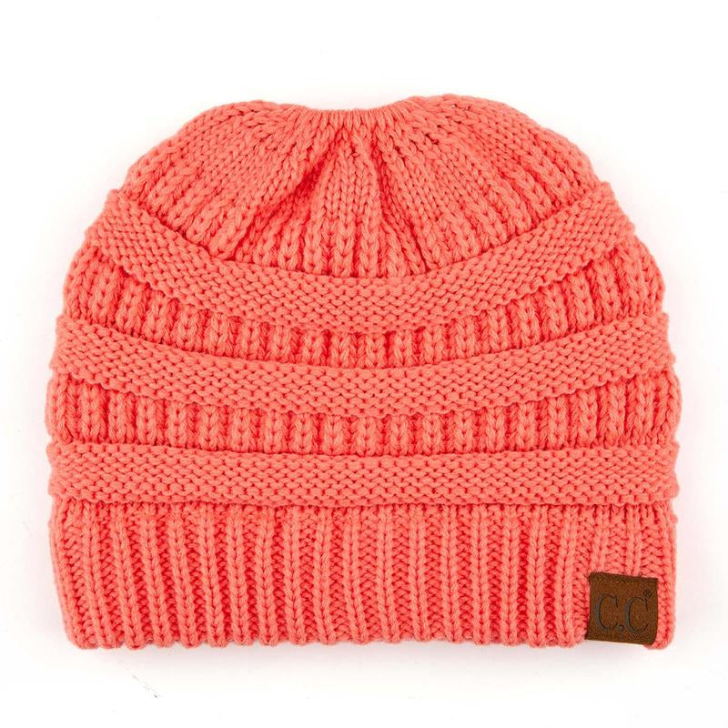 C.C Women’S Ponytail Beanie Tail Hat – Chic & Cozy Knit Winter Hat with High Ponytail Opening, Fashionable Warm Headwear for Fall & Winter
