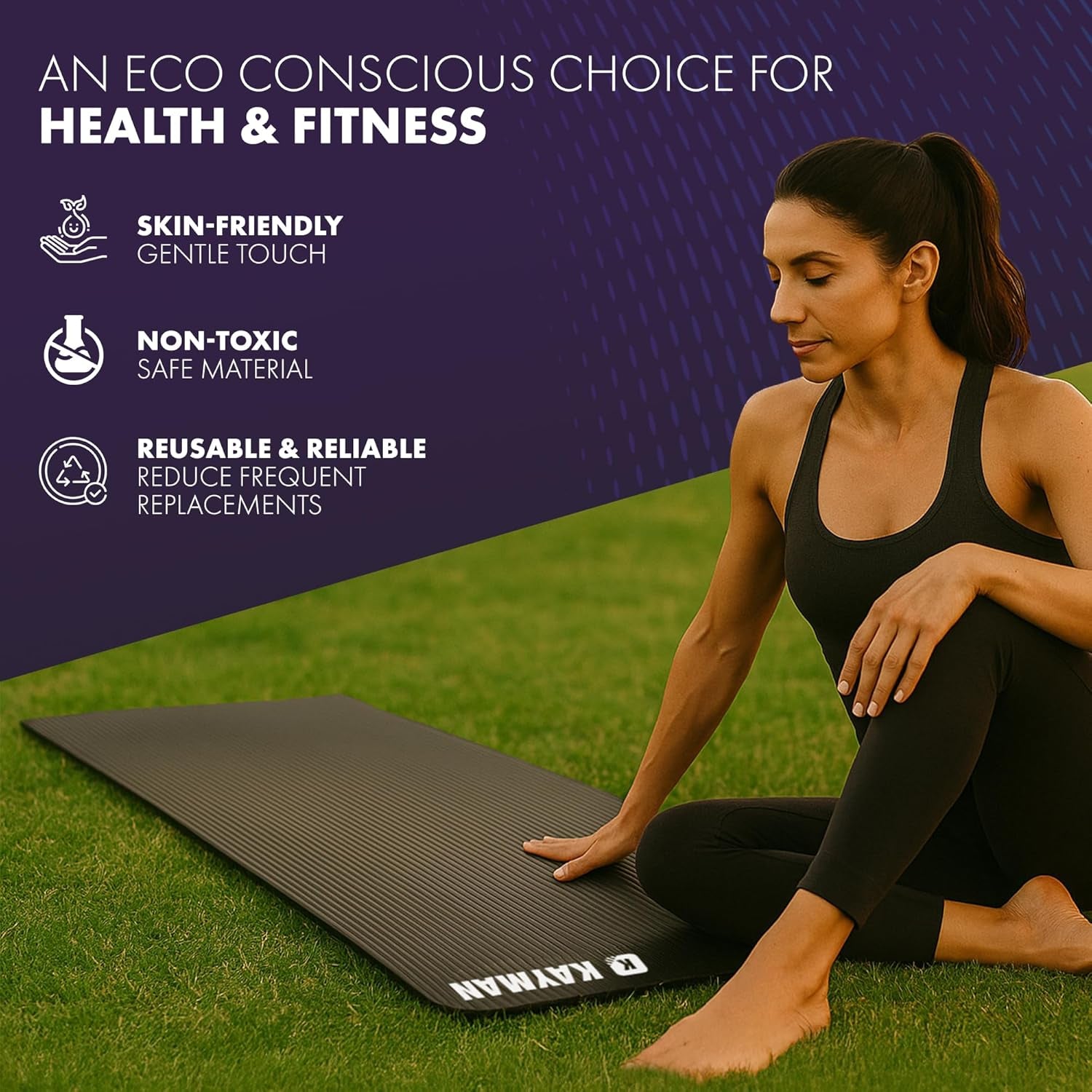 Yoga Mat – Multi-Purpose Extra Thick Foam Exercise Mats – Ideal Floor Mat for Pilates, Stretching, Resistance Workout & Therapy – Home & Gym Equipment Accessory