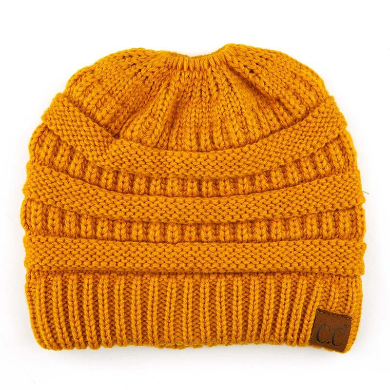 C.C Women’S Ponytail Beanie Tail Hat – Chic & Cozy Knit Winter Hat with High Ponytail Opening, Fashionable Warm Headwear for Fall & Winter
