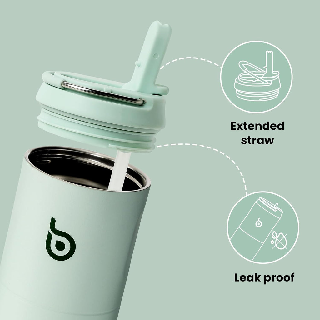 Bottle Bottle Stainless Steel Water Bottle 700Ml with Straw and Lid Sports Insulated Metal Water Bottles with Handle(Light Green)