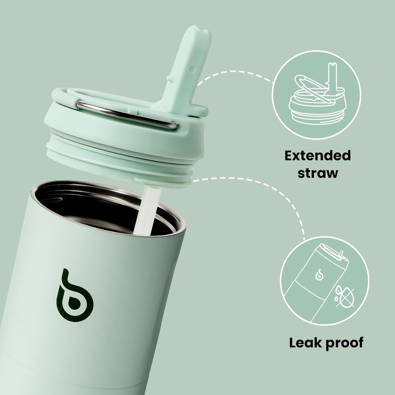 Bottle Bottle Stainless Steel Water Bottle 700Ml with Straw and Lid Sports Insulated Metal Water Bottles with Handle(Light Green)