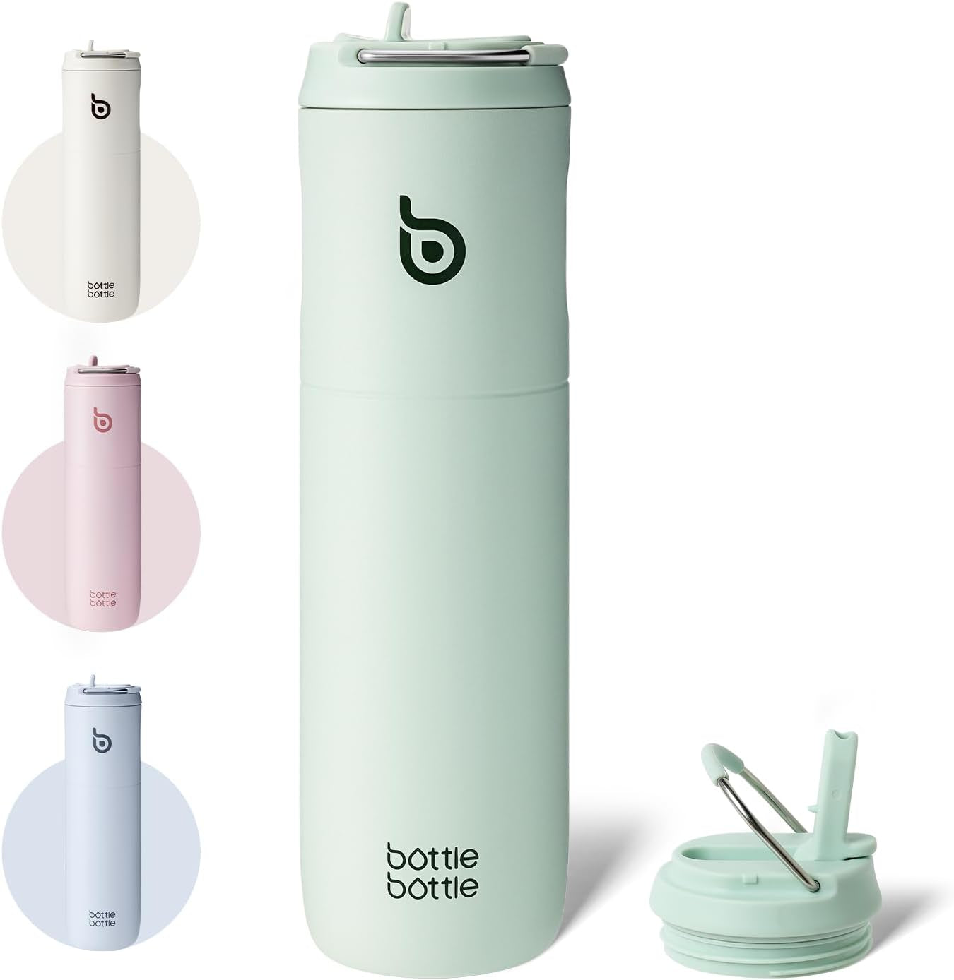 Bottle Bottle Stainless Steel Water Bottle 700Ml with Straw and Lid Sports Insulated Metal Water Bottles with Handle(Light Green)