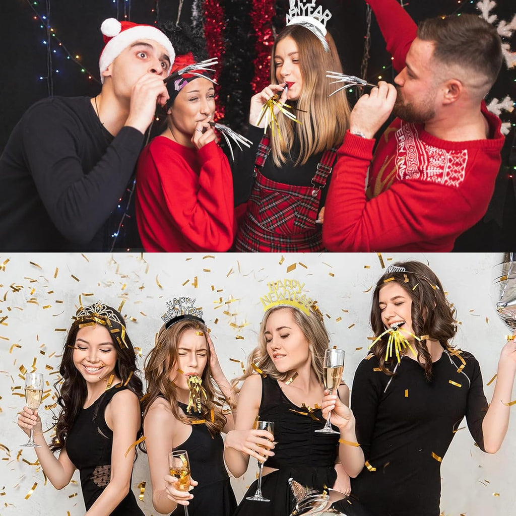 2026 New Year's Eve Party Decorations and Accessories: Hats, Headbands, Photo Booth Props, Paper Eyeglasses, and Blowouts