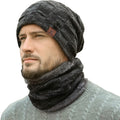 Men's Winter Beanie and Scarf Set - Warm Knit Skull Cap and Fleece-Lined Neck Warmer, Ideal Gift for Him and Her