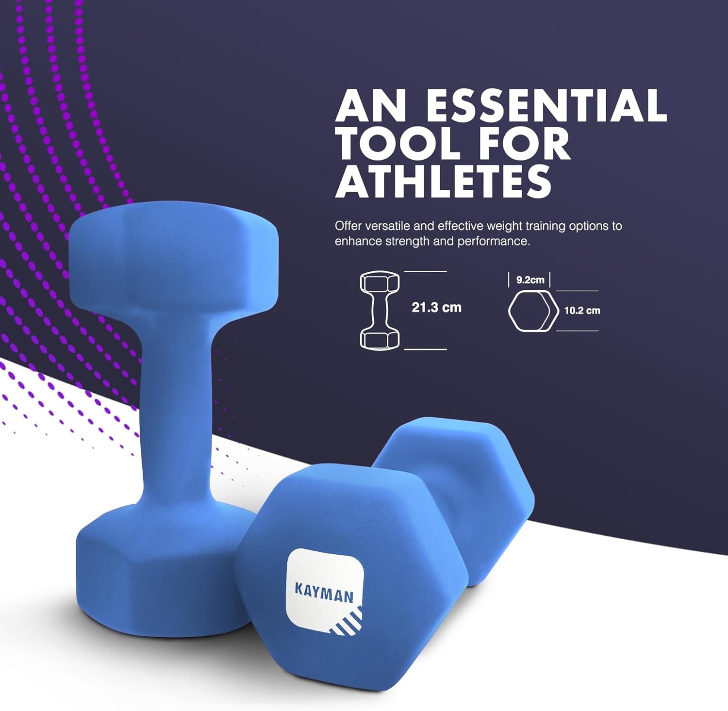 Neoprene Dumbbells Pair with Anti-Slip Grip,Hex Edges,Water-Resistant Surface & Workout Poster-Weight Set for Home, Gym & Fitness (1Kg 2Kg 3Kg 4Kg 5Kg 6Kg 8Kg 10Kg)