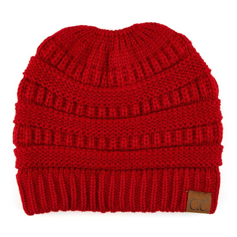 C.C Women’S Ponytail Beanie Tail Hat – Chic & Cozy Knit Winter Hat with High Ponytail Opening, Fashionable Warm Headwear for Fall & Winter