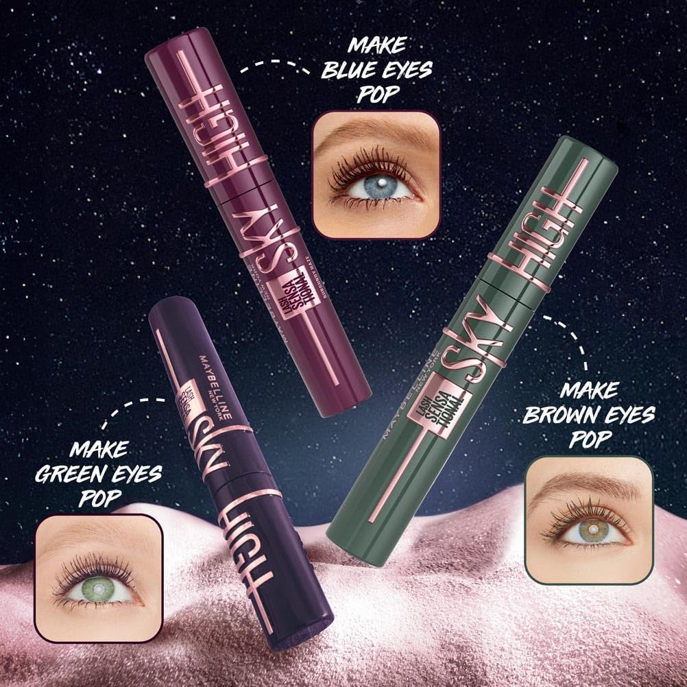 New York Lash Sensational Sky High Mascara, Volumising & Lengthening Mascara, Washable Flake-Free Formula Infused with Bamboo Extract & Fibres, 7.2 Ml, Shade: 01, Very Black