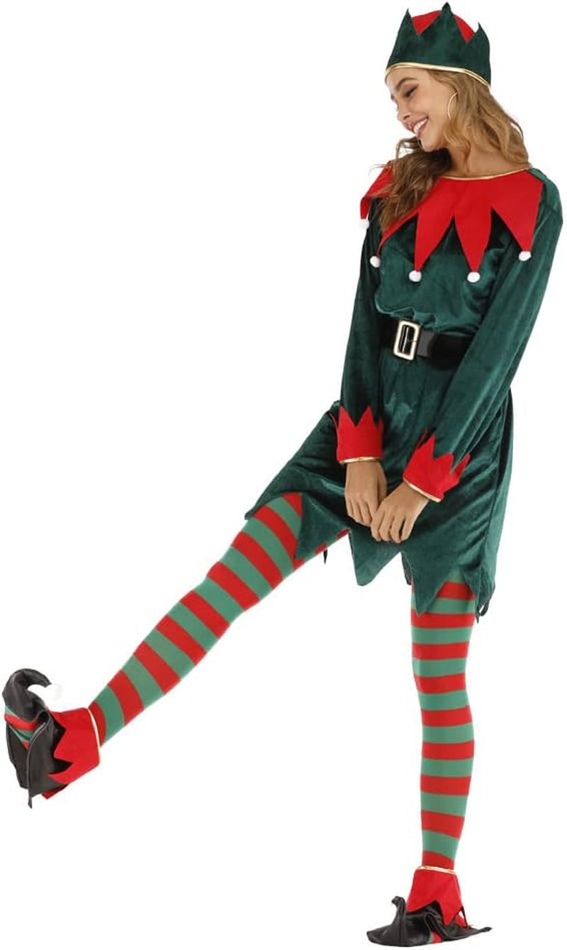 Adult Deluxe Unisex Elf Costume - Santa Cosplay Suit for Christmas Celebrations and Parties