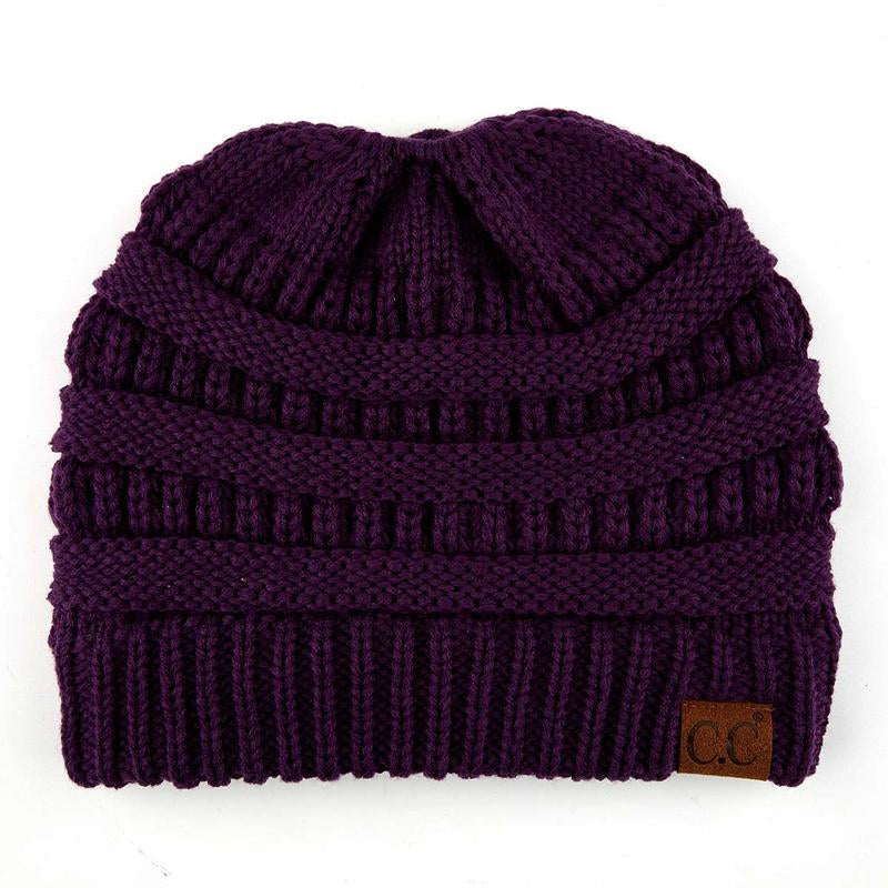 C.C Women’S Ponytail Beanie Tail Hat – Chic & Cozy Knit Winter Hat with High Ponytail Opening, Fashionable Warm Headwear for Fall & Winter