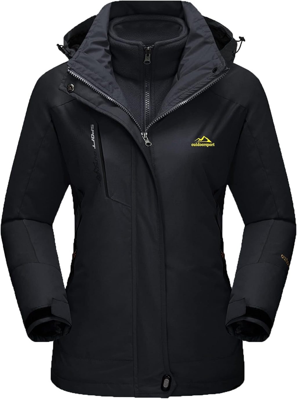 Women'S 3-IN-1 Jackets Waterproof Fleece Jacket Outdoor Skiing Snowboarding Coat