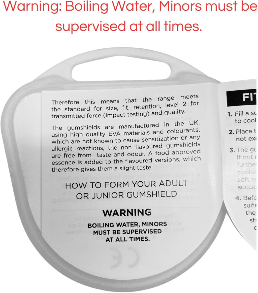 Boil & Bite Mouth Guard/Gum Shield – Mouldable Mouthguard/Gumshields - CE Approved, School Sports, Rugby, Hockey, Boxing, GAA, Martial Arts