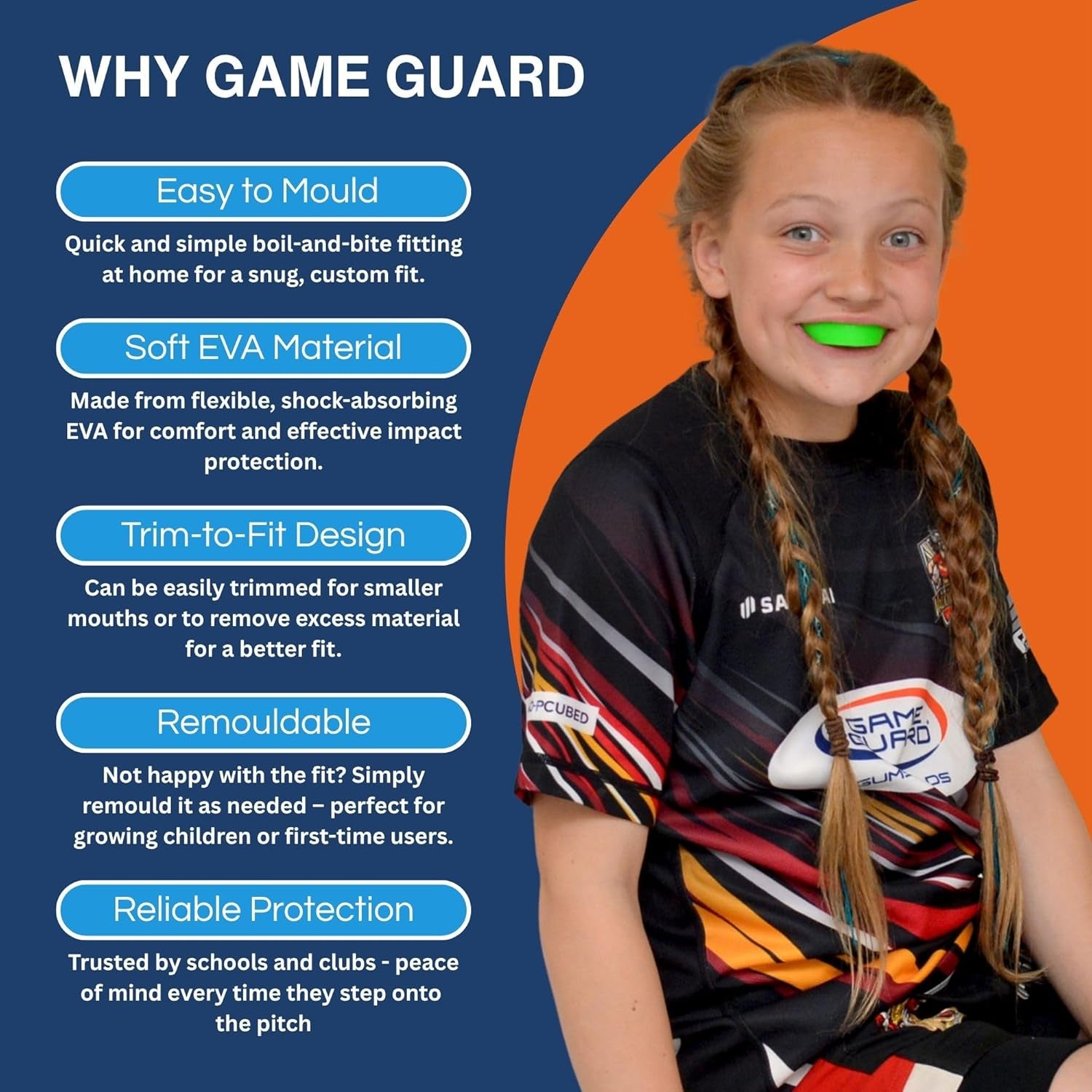 Boil & Bite Mouth Guard/Gum Shield – Mouldable Mouthguard/Gumshields - CE Approved, School Sports, Rugby, Hockey, Boxing, GAA, Martial Arts