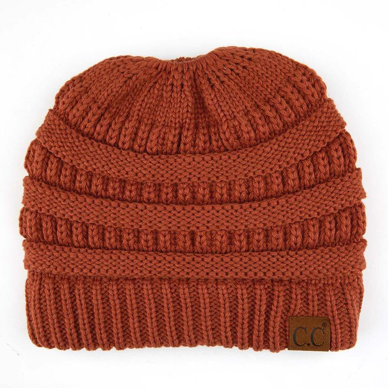 C.C Women’S Ponytail Beanie Tail Hat – Chic & Cozy Knit Winter Hat with High Ponytail Opening, Fashionable Warm Headwear for Fall & Winter