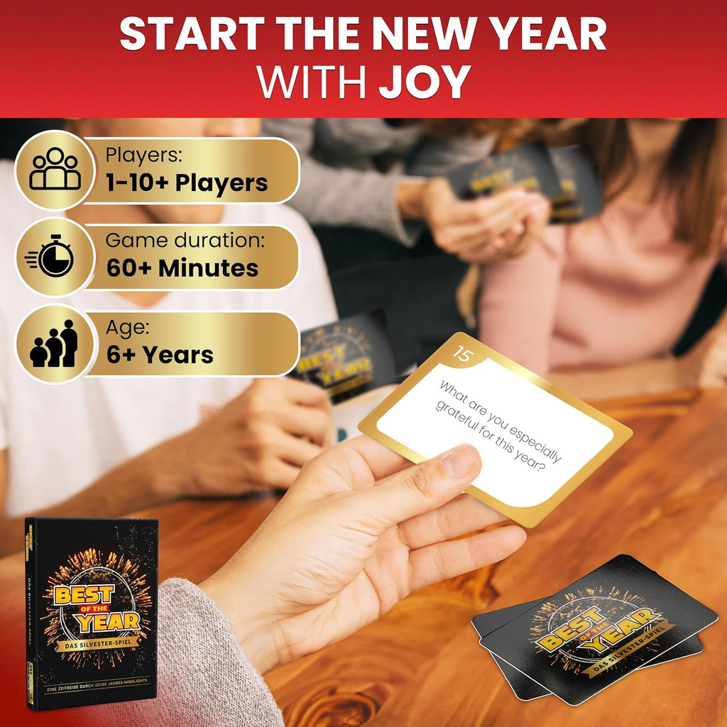 New Year's Eve Celebration Game - Reflect on Your Year’s Highlights, Engaging Party Activity for Adults and Kids, Suitable for 1-10 Players, Ages 6 and Up