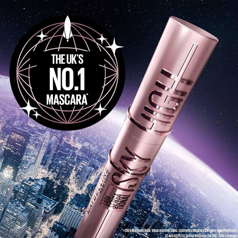 New York Lash Sensational Sky High Mascara, Volumising & Lengthening Mascara, Washable Flake-Free Formula Infused with Bamboo Extract & Fibres, 7.2 Ml, Shade: 01, Very Black