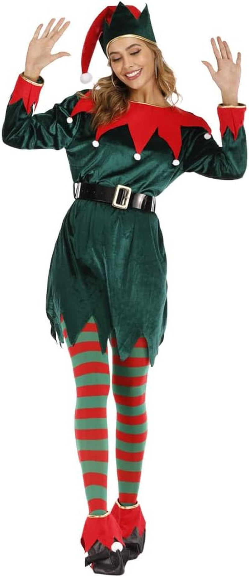 Adult Deluxe Unisex Elf Costume - Santa Cosplay Suit for Christmas Celebrations and Parties