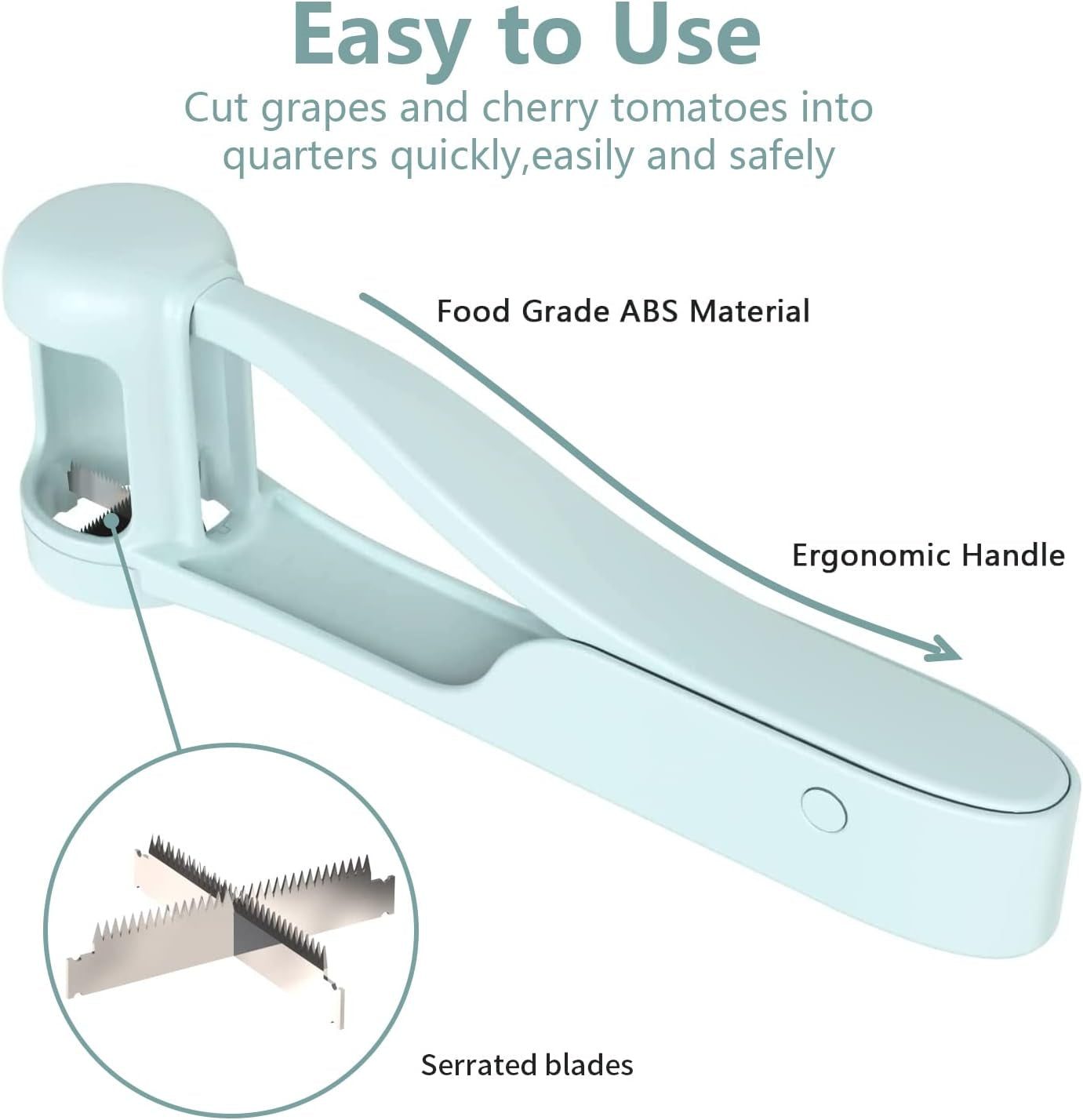 Grape Cutter for Toddlers, Grape Slicer for Baby, Grape Tomato Cherry Strawberry Cutter Tools into 4 Pieces for Vegetable Fruit Salad, Stainless Steel Quarter Grape Slicer Kitchen Gadget