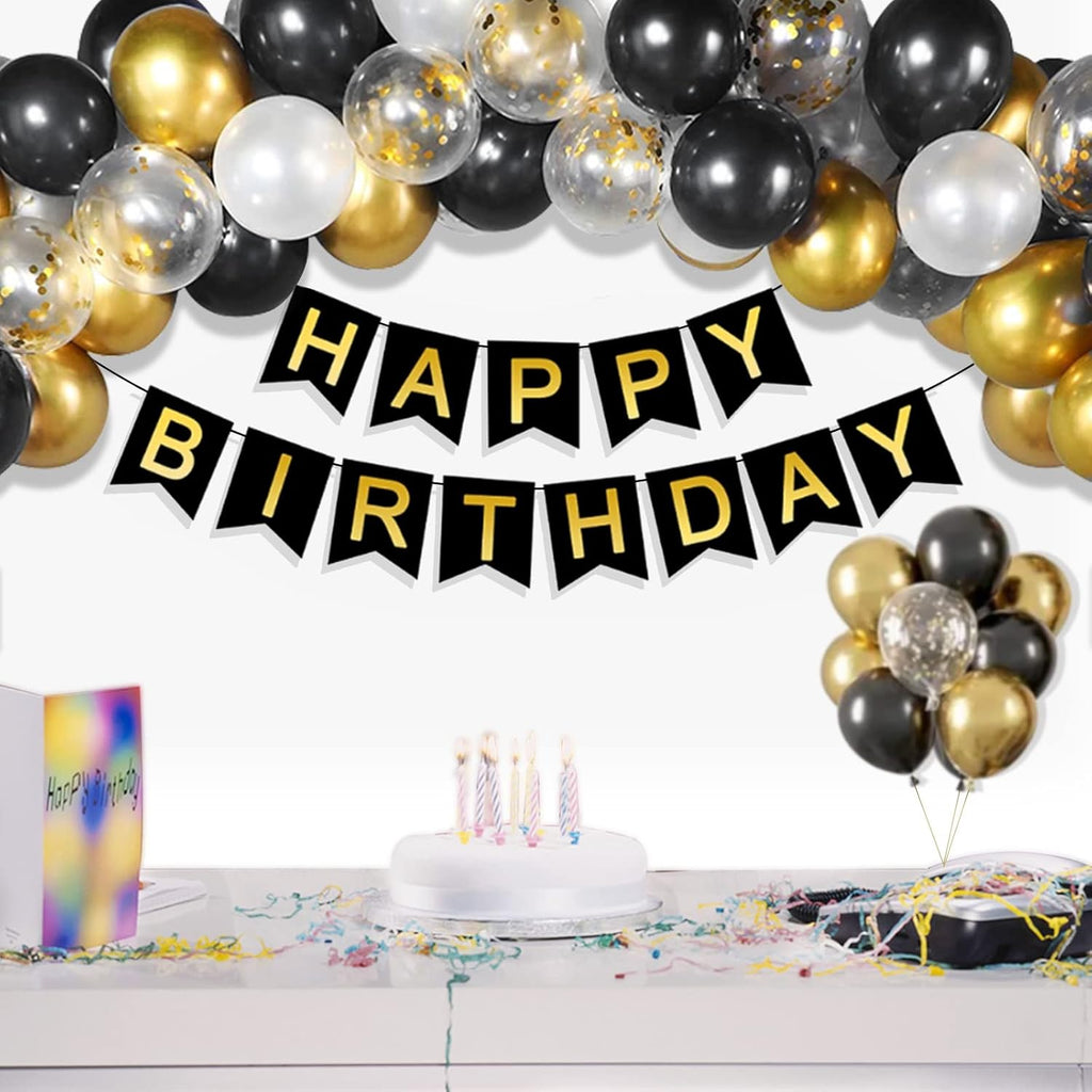 Black and Gold Balloon Arch Kit - 137-Piece Metallic Latex Balloon Garland for Birthday Parties, Weddings, Anniversaries, and Graduations
