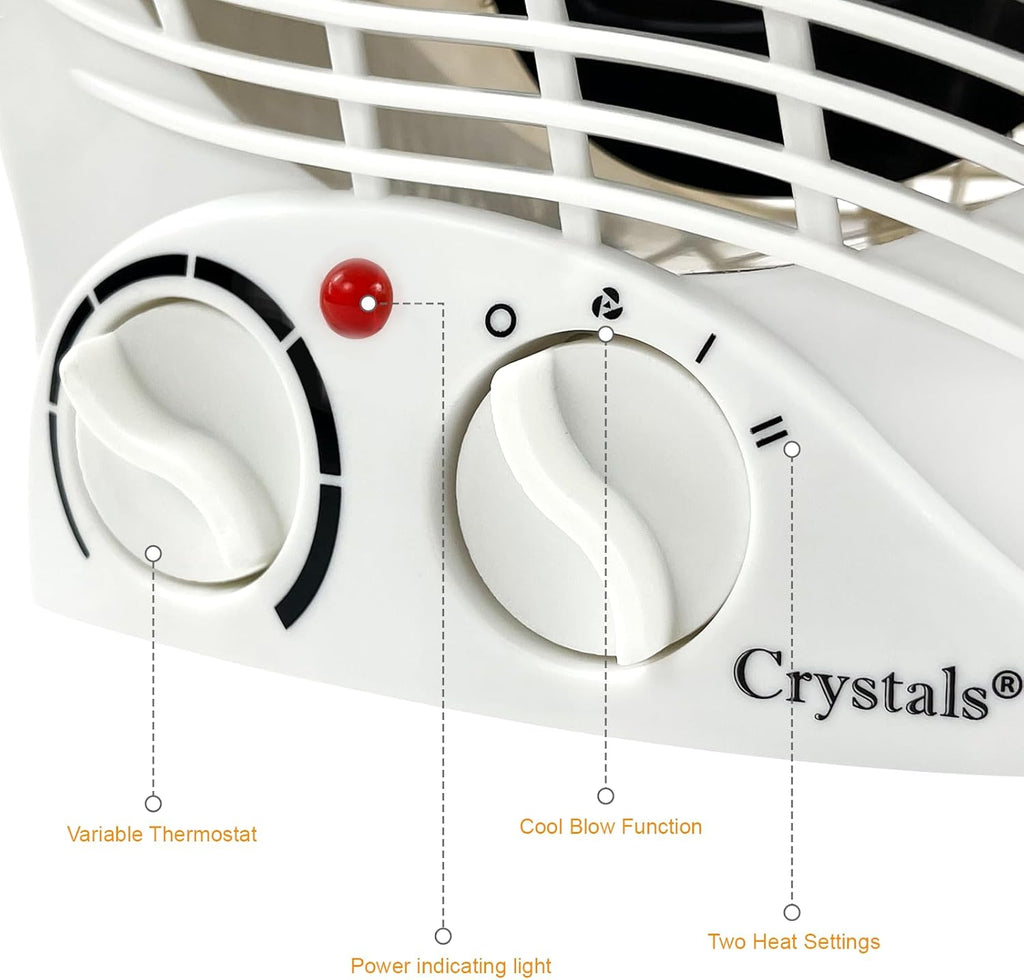 Portable Electric Fan Heater | Energy-Efficient 2KW with Dual Heat Settings & Overheat Protection | Adjustable Thermostat & Quiet Operation | Perfect for Office & Indoor Use