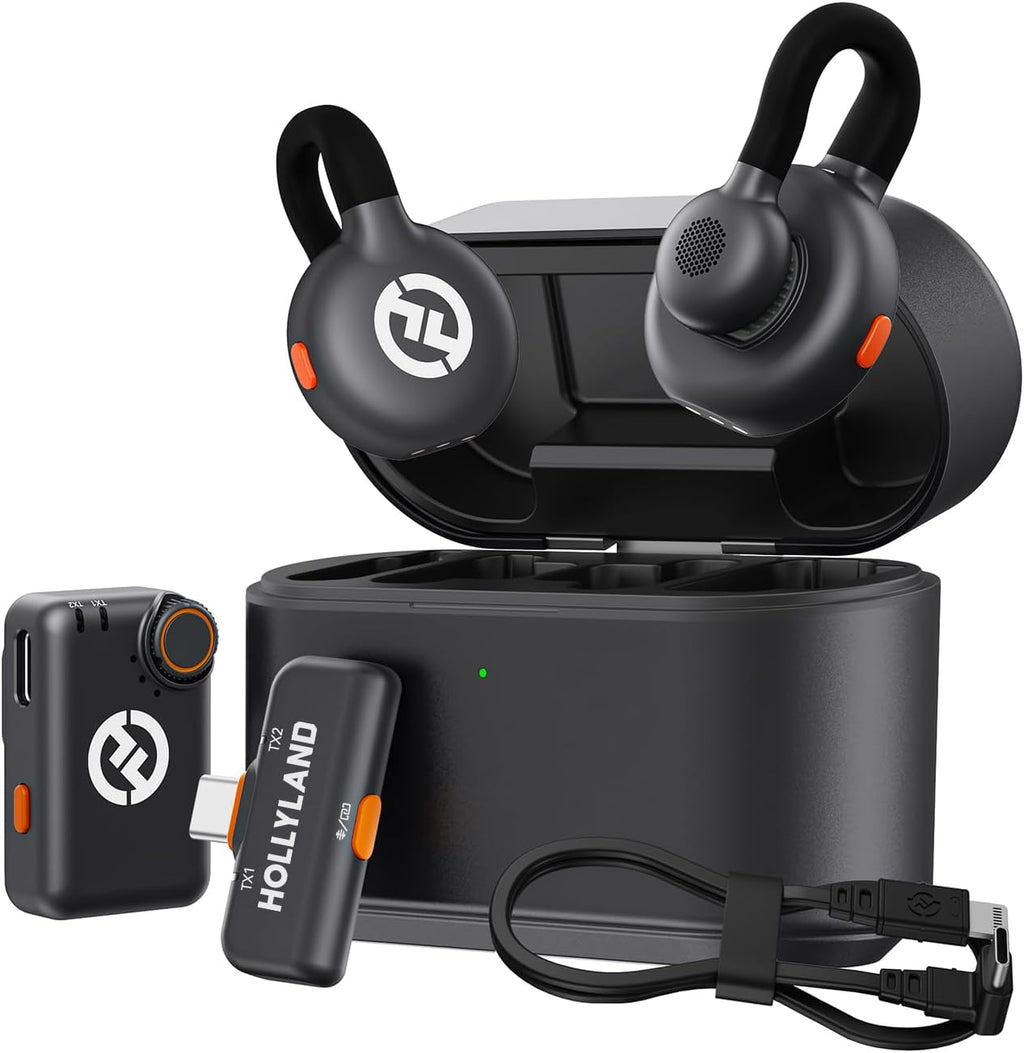 Lark M2S Wireless Lavalier Microphone for Camera, Iphone, Android, 300M Range, Titanium Clip, Noise Cancelling, 30H Duration, Lapel Mic for Livestream Vlog (2TX+2RX+1 Cable for Lightning)