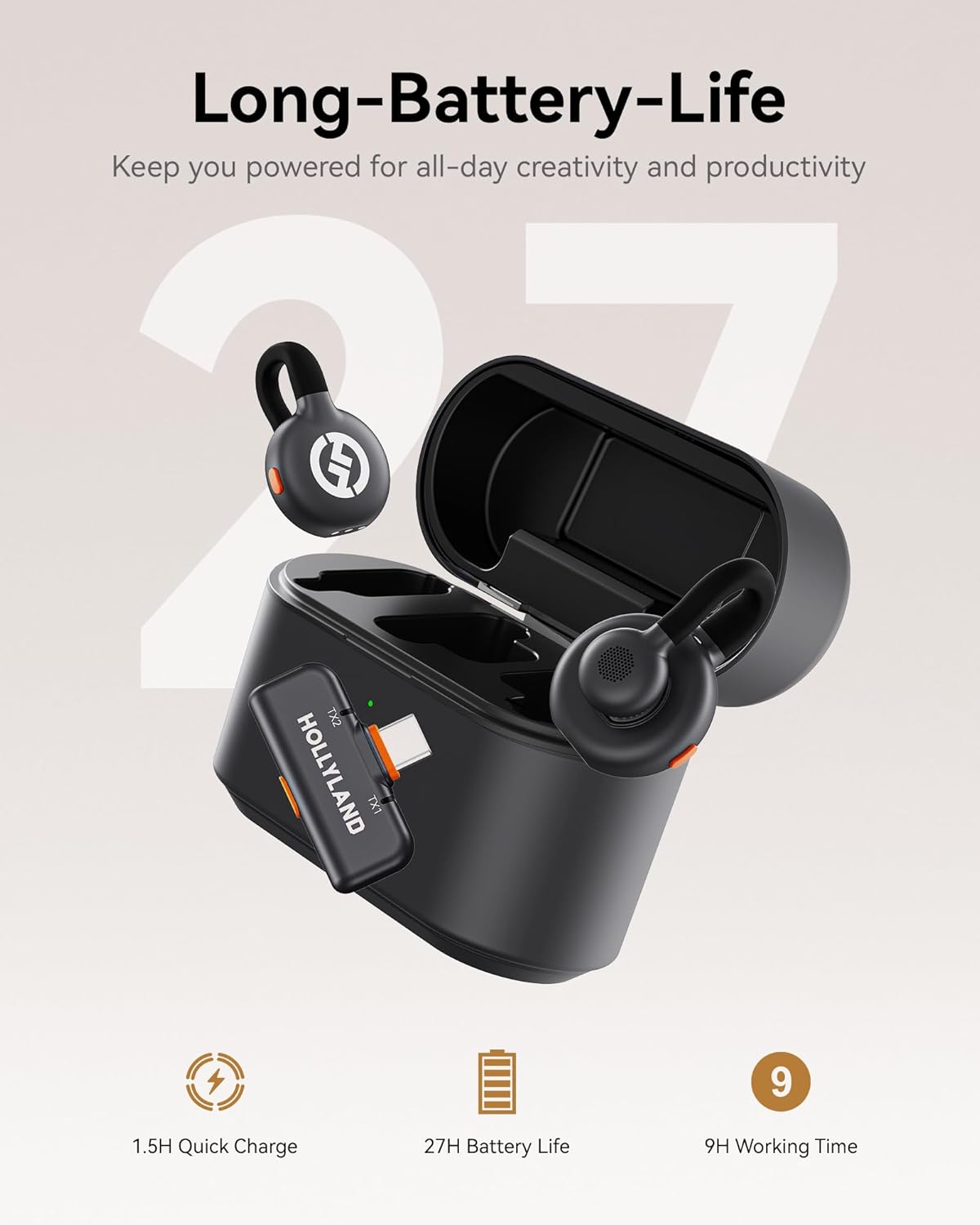 Lark M2S Wireless Lavalier Microphone for Camera, Iphone, Android, 300M Range, Titanium Clip, Noise Cancelling, 30H Duration, Lapel Mic for Livestream Vlog (2TX+2RX+1 Cable for Lightning)