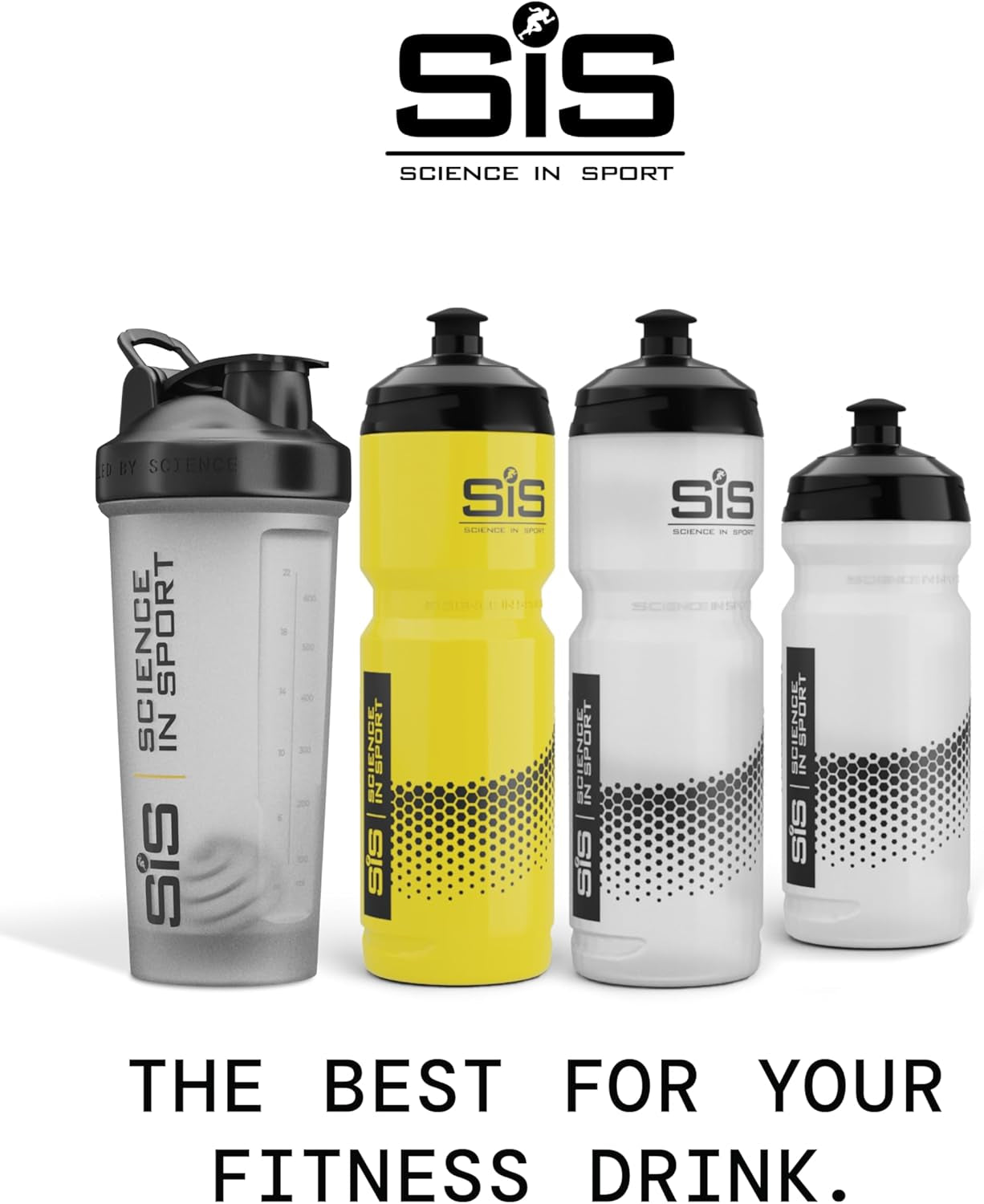 SIS Clear Sports Water Bottle, Plastic Water Bottle, Black Logo, Transparent Colour, 800 Ml