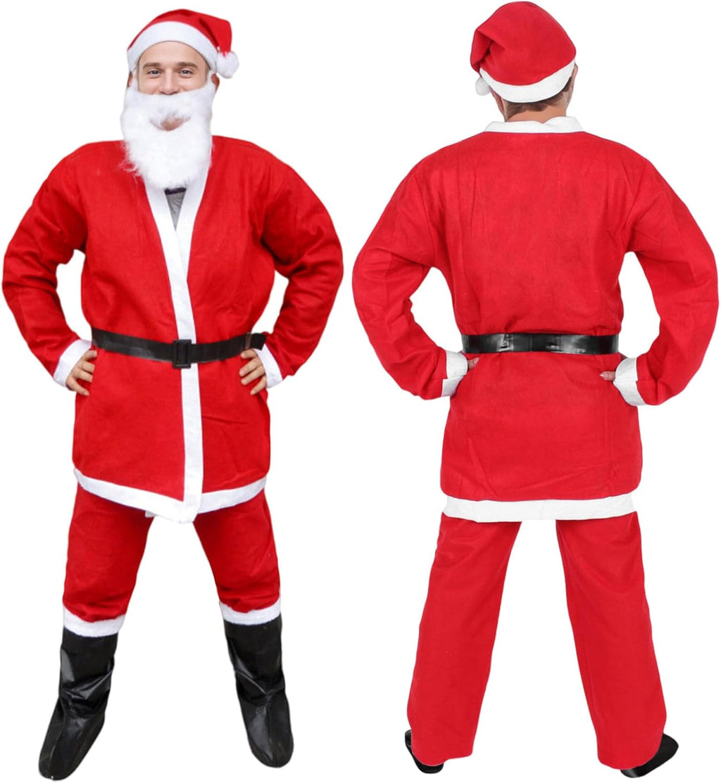 Men's 13-Piece Luxury Santa Claus Costume Set with Accessories for Christmas and Holiday Celebrations