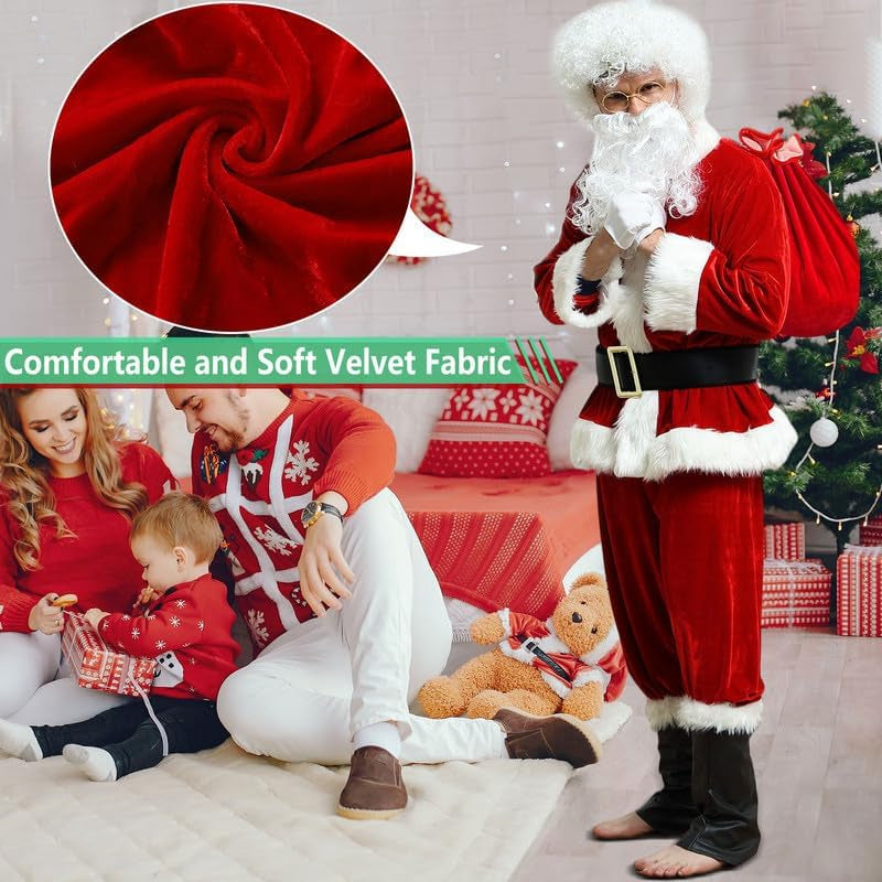 Luxury Deluxe Velvet Santa Claus Costume for Men - Professional Christmas Outfit in Adult Sizes for Holiday Parties