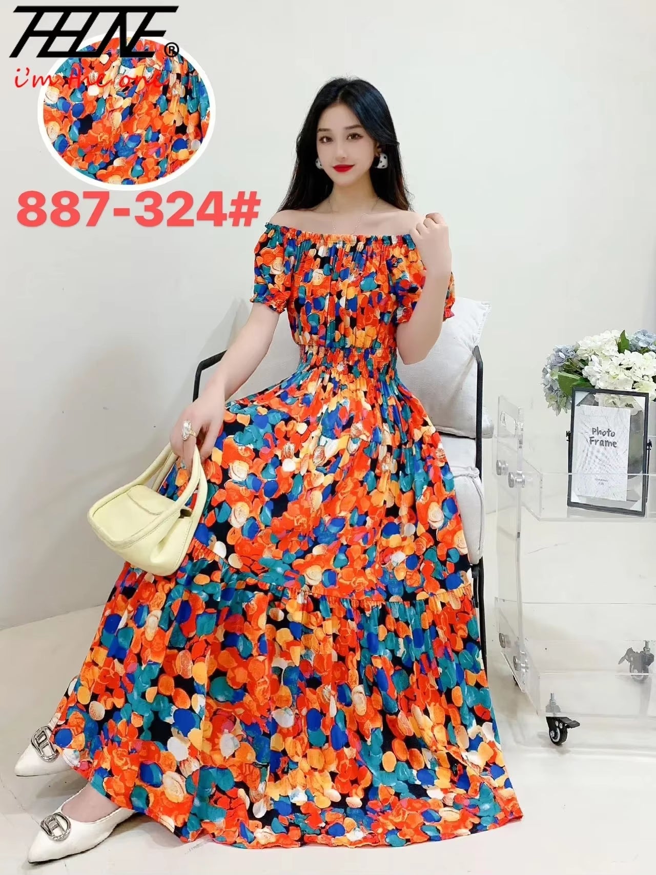 Summer Dress Women Cotton Linen Floral Vintage Oversized Korean Vestido Feminino Print Robe Off-Shoulder Casual Dresses