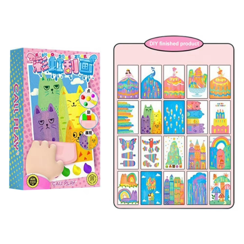 Squeegee Art Kids Paint Kit Dot Painting Art Kits DIY Rainbow Scratch Art for Kids Boys Girls Birthday Christmas Gifts
