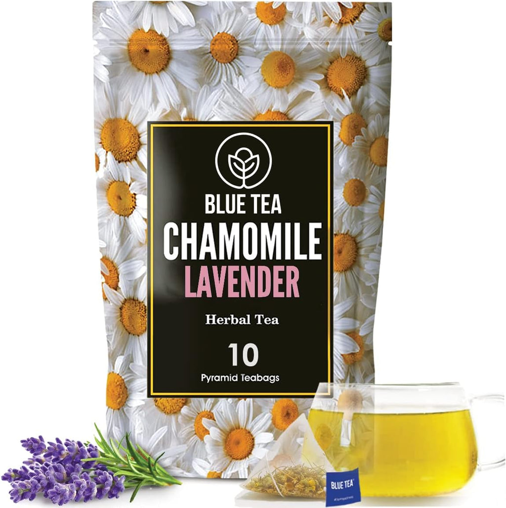 Chamomile Lavender Herbal Tea - 10 Biodegradable Pyramid Tea Bags | Caffeine-Free, Non-GMO, Super Antioxidant | Eco-Conscious Premium Packaging