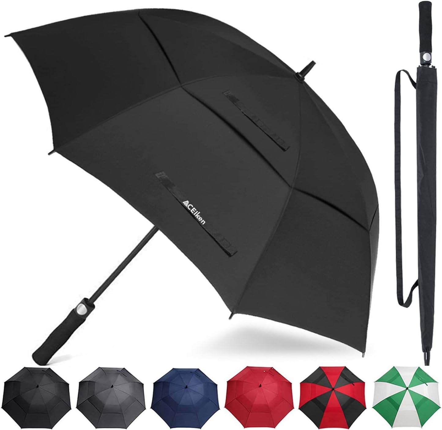 Golf Umbrella Windproof Large 62/68 Inch, Double Canopy Vented, Automatic Open, Extra Large Oversized,Sun Protection Ultra Rain & Wind Resistant Stick Umbrellas