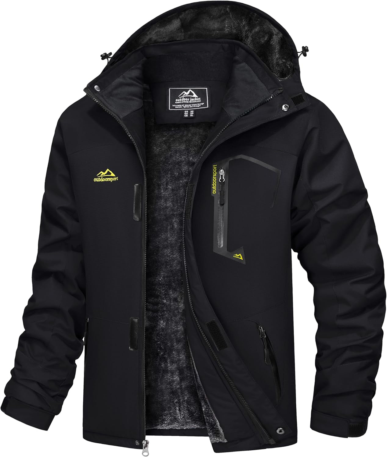 Men'S Waterproof Fleece Mountain Jacket Windproof Warm Ski Jacket Multi-Pockets