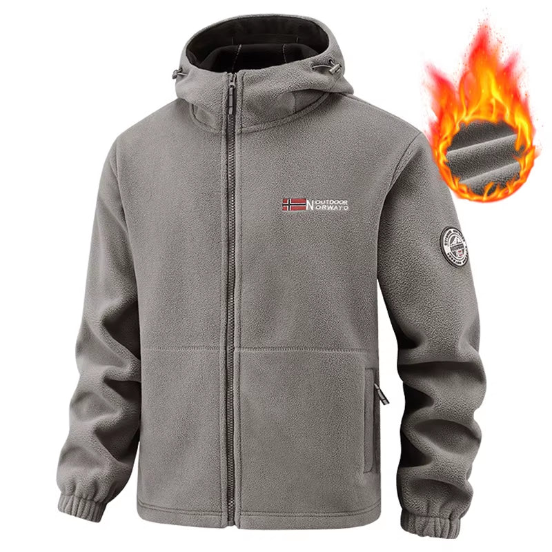 Autumn Winter New Hooded Fleece Jacket Men Outdoor Sports Windproof Tactical Zip Coat Men Warm Thick High Quality Jacket Male