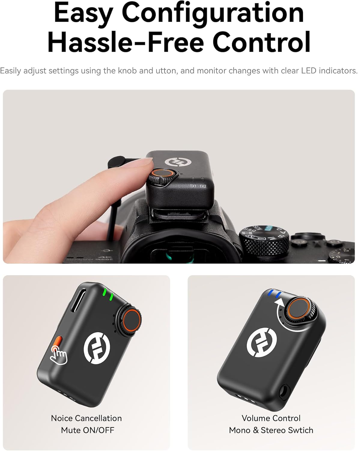 Lark M2S Wireless Lavalier Microphone for Camera, Iphone, Android, 300M Range, Titanium Clip, Noise Cancelling, 30H Duration, Lapel Mic for Livestream Vlog (2TX+2RX+1 Cable for Lightning)