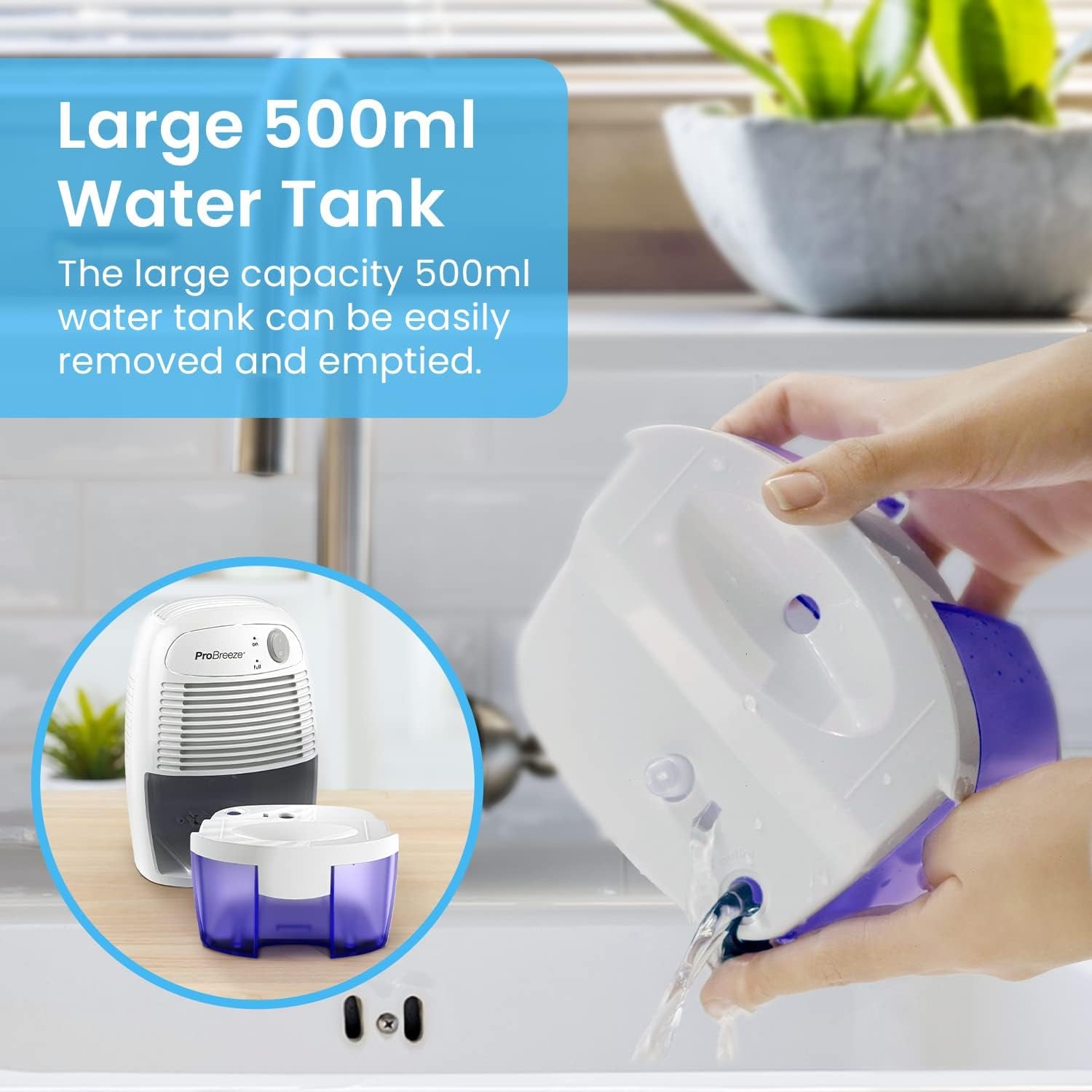 ® 500Ml Premium Dehumidifier for Damp, Mould, Moisture in Home, Kitchen, Bedroom, Caravan, Office, Garage (White & Blue, 500Ml)