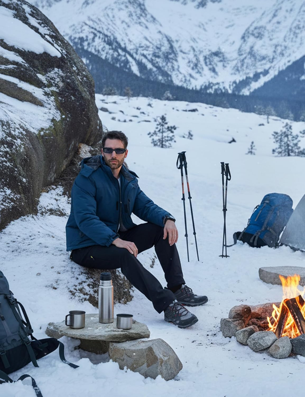 Men'S Waterproof Fleece Jackets Warm Ski Snow Winter Coat Windproof Mountain Jacket with Detachable Hood