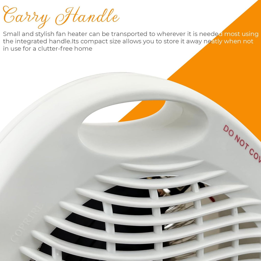 Portable Electric Fan Heater | Energy-Efficient 2KW with Dual Heat Settings & Overheat Protection | Adjustable Thermostat & Quiet Operation | Perfect for Office & Indoor Use